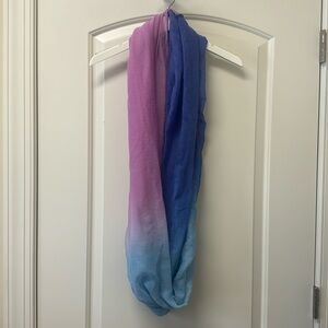 Purple, pink and blue polyester cowl neck scarf 31 inches at longest